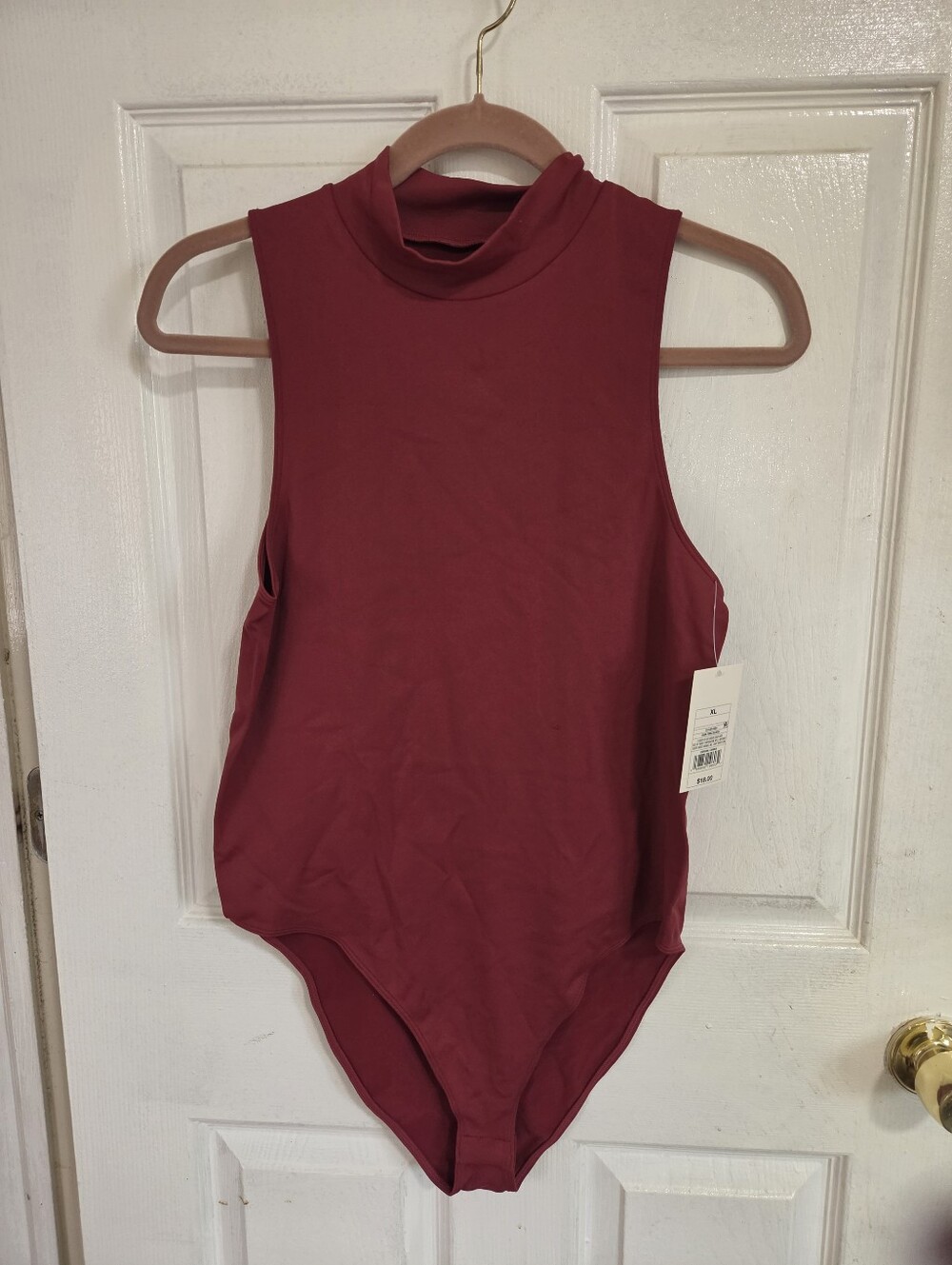 A New Day Sleeveless Mock Neck Bodysuit - Wine